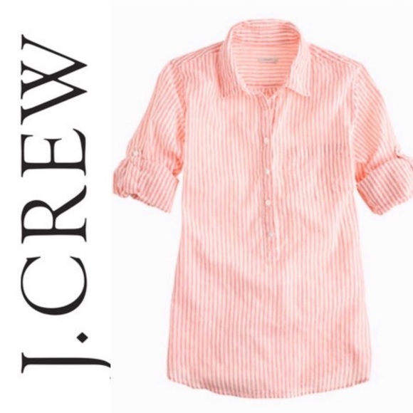 J.Crew pink striped button -Down Top NWT - Picture 1 of 4